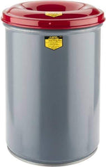 Justrite - 12 Gallon Complete Unit Fire Resistant Steel Drum and Head - 14-1/2 Inch Outside Diameter, 5-1/4 Inch Opening Diameter, 21 Inch High, FM and UL Standards - Exact Industrial Supply
