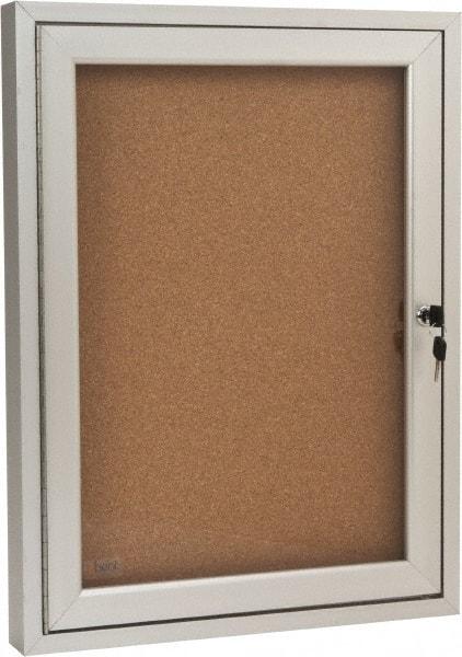 Ghent - 18" Wide x 24" High Enclosed Cork Bulletin Board - Tan - Exact Industrial Supply