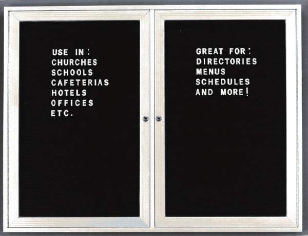 Ghent - 2 Door, 48 Inch Wide x 36 Inch High, Acrylic Enclosed Letter Board - Black - Exact Industrial Supply