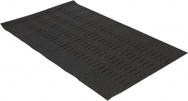 Wearwell - 5' Long x 3' Wide, Dry/Wet Environment, Anti-Fatigue Matting - Black, Vinyl Base, Beveled on 4 Sides - Exact Industrial Supply