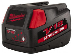Milwaukee Tool - 18 Volt Lithium-Ion Power Tool Battery - 3 Ahr Capacity, 1 hr Charge Time, Series V18 - Exact Industrial Supply