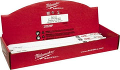 Milwaukee Tool - 12" Long x 3/4" Thick, Bi-Metal Reciprocating Saw Blade - Straight Profile, 18 TPI, Toothed Edge, Universal Shank - Exact Industrial Supply