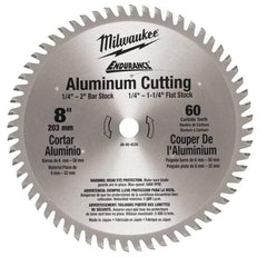 Milwaukee Tool - 8" Diam, 5/8" Arbor Hole Diam, 60 Tooth Wet & Dry Cut Saw Blade - Carbide-Tipped, Burr-Free & Smooth Action, Standard Round Arbor - Exact Industrial Supply