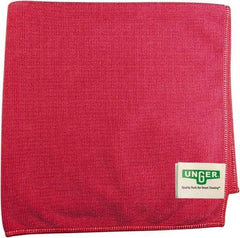 Unger - Flat Fold Microfiber Wipes - 16" x 15" Sheet Size, Red - Exact Industrial Supply