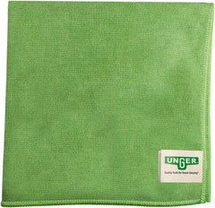 Unger - Flat Fold Microfiber Wipes - 16" x 15" Sheet Size, Green - Exact Industrial Supply