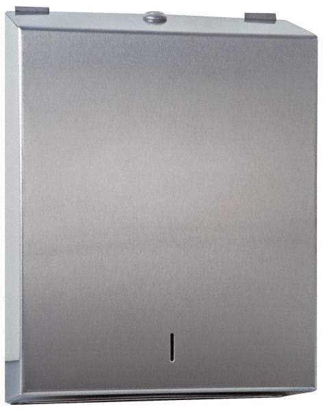 Made in USA - Manual, Stainless Steel Paper Towel Dispenser - 14-1/2" High x 11" Wide x 4" Deep, 2 Sleeves, Silver - Exact Industrial Supply