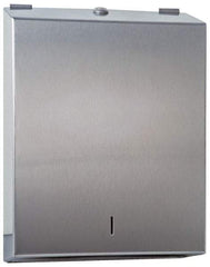 Made in USA - Manual, Stainless Steel Paper Towel Dispenser - 14-1/2" High x 11" Wide x 4" Deep, 2 Sleeves, Silver - Exact Industrial Supply