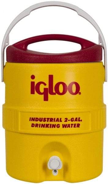 Igloo - 2 Gal Beverage Cooler - Plastic, Yellow/Red - Exact Industrial Supply