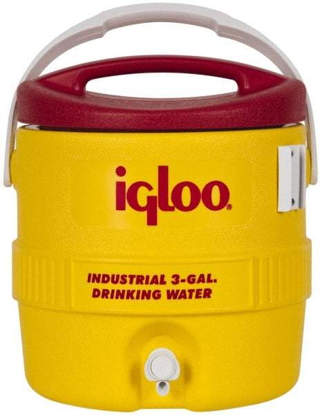 Igloo - 3 Gal Beverage Cooler - Plastic, Yellow/Red - Exact Industrial Supply