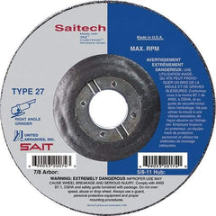 Sait - 9" Wheel Diam, 1/4" Wheel Thickness, 7/8" Arbor Hole, Type 27 Depressed Center Wheel - Ceramic, Resinoid Bond, 6,600 Max RPM, Compatible with Angle Grinder - Exact Industrial Supply