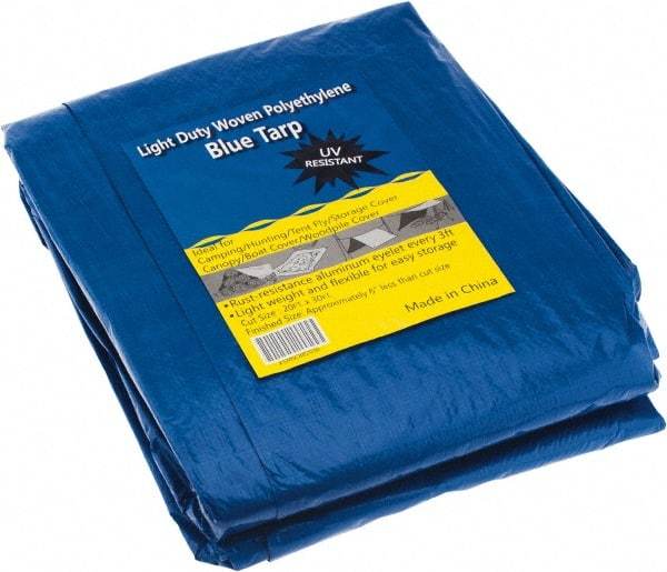 Value Collection - 30' Long x 20' Wide Polyethylene Tarp & Dust Cover - Blue - Exact Industrial Supply