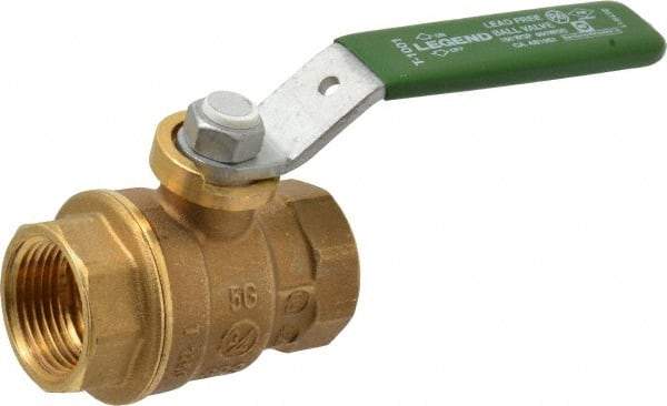 Legend Valve - 3/4" Pipe, Full Port, Brass Full Port Ball Valve - Bi-Directional, FNPT x FNPT Ends, Quarter Turn Handle, 600 WOG, 150 WSP - Exact Industrial Supply