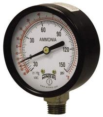 Winters - 4" Dial, 1/4 Thread, 30-0-300 Scale Range, Pressure Gauge - Lower Connection Mount, Accurate to 3-2-3% of Scale - Exact Industrial Supply