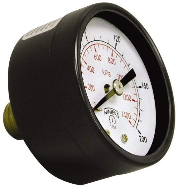 Winters - 2" Dial, 1/4 Thread, 0-160 Scale Range, Pressure Gauge - Center Back Connection Mount, Accurate to 3-2-3% of Scale - Exact Industrial Supply
