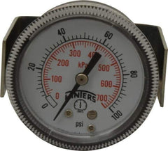 Winters - 2" Dial, 1/8 Thread, 0-100 Scale Range, Pressure Gauge - U-Clamp Panel Mount, Center Back Connection Mount, Accurate to 2.5% of Scale - Exact Industrial Supply