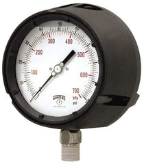 Winters - 4-1/2" Dial, 1/2 Thread, 0-600 Scale Range, Pressure Gauge - Lower Connection Mount, Accurate to 0.5% of Scale - Exact Industrial Supply