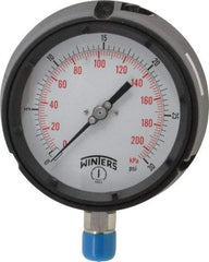 Winters - 4-1/2" Dial, 1/2 Thread, 0-30 Scale Range, Pressure Gauge - Lower Connection Mount, Accurate to 0.5% of Scale - Exact Industrial Supply