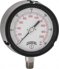 Winters - 4-1/2" Dial, 1/2 Thread, 0-300 Scale Range, Pressure Gauge - Lower Connection Mount, Accurate to 0.5% of Scale - Exact Industrial Supply