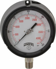 Winters - 4-1/2" Dial, 1/2 Thread, 0-600 Scale Range, Pressure Gauge - Lower Connection Mount, Accurate to 0.5% of Scale - Exact Industrial Supply