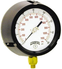 Winters - 4-1/2" Dial, 1/4 Thread, 0-400 Scale Range, Pressure Gauge - Lower Connection Mount, Accurate to 0.5% of Scale - Exact Industrial Supply