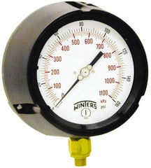 Winters - 4-1/2" Dial, 1/4 Thread, 0-300 Scale Range, Pressure Gauge - Lower Connection Mount, Accurate to 0.5% of Scale - Exact Industrial Supply
