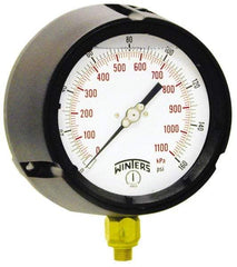 Winters - 4-1/2" Dial, 1/2 Thread, 30-0-60 Scale Range, Pressure Gauge - Lower Connection Mount, Accurate to 0.5% of Scale - Exact Industrial Supply