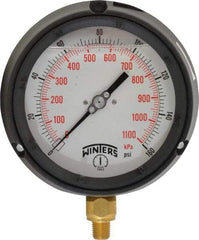Winters - 4-1/2" Dial, 1/4 Thread, 0-160 Scale Range, Pressure Gauge - Lower Connection Mount, Accurate to 0.5% of Scale - Exact Industrial Supply