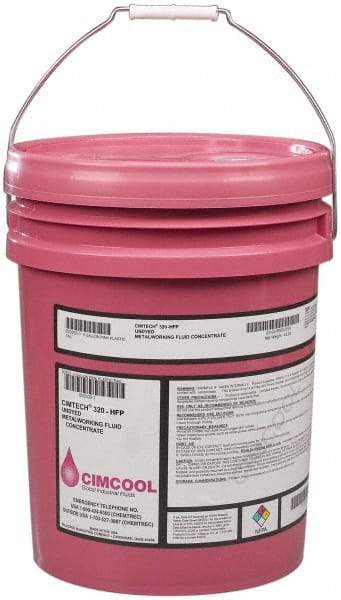 Cimcool - Cimtech 320-HFP, 5 Gal Pail Cutting & Grinding Fluid - Synthetic, For Boring, Drilling, Milling, Reaming, Tapping, Turning - Exact Industrial Supply