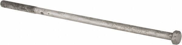 Value Collection - 1-8 Thread, 26" Length Under Head, Steel Hex Head Bolt - Hot Dipped Galvanized Coated, UNC Thread, ASTM A307, Grade 2 - Exact Industrial Supply