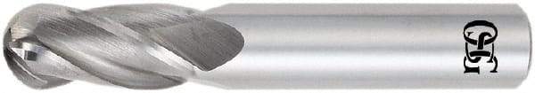 OSG - 25mm Diam, 38mm LOC, 4 Flute Solid Carbide Ball End Mill - TiAlN Finish, Single End, 102mm OAL, 102mm Shank Diam, Spiral Flute - Exact Industrial Supply