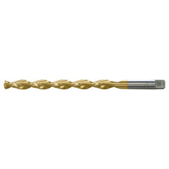 27/64 RHS / RHC HSS 135 Degree Notched Point Deep Hole Parabolic Taper Length Drill - TiN - Exact Industrial Supply