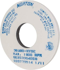 Norton - 14" Diam x 5" Hole x 1" Thick, K Hardness, 80 Grit Surface Grinding Wheel - Aluminum Oxide, Type 1, Medium Grade, 1,800 Max RPM, Vitrified Bond, No Recess - Exact Industrial Supply