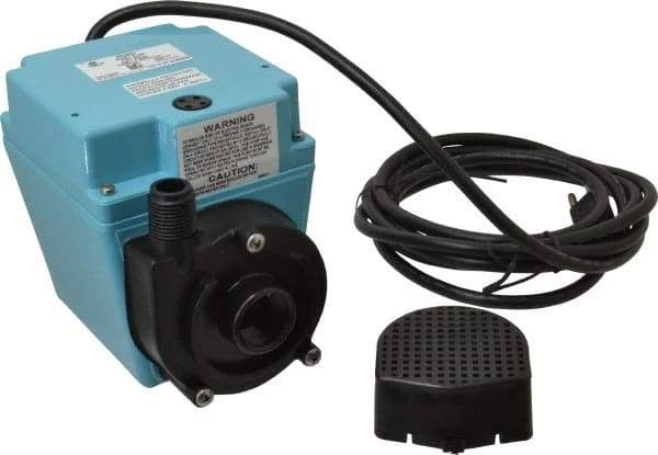 Little Giant Pumps - 670 GPH, 1/15 HP, 8.8 psi, Aluminum Miniature Submersible Pump - 3/4 Inch Inlet, 1/2 Inch MNPT Outlet, 10 Ft. Long Power Cord, 2.5 Amp - Exact Industrial Supply