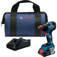 Bosch - 18 Volt, 1/4" Drive, 1,800 In/Lb Torque, Cordless Impact Driver - Pistol Grip Handle, 1100, 2300, 3400 RPM, 2 Lithium-Ion Batteries Included - Exact Industrial Supply