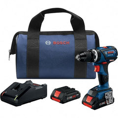 Bosch - 18 Volt 1/2" Keyless Chuck Cordless Hammer Drill - 0 to 28,500 BPM, 0 to 600 & 0 to 1,900 RPM, Reversible - Exact Industrial Supply
