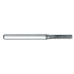 ‎SN-42 -3mm × 5mm LOC × 6mm Shank × 50mm OAL 10 Degree Inverted Angle Carbide Medium Right Hand Spiral Burr - Exact Industrial Supply