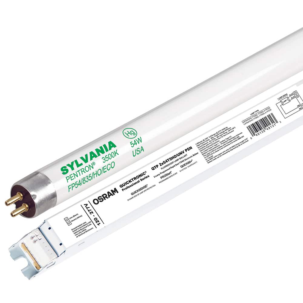 SYLVANIA - Fluorescent Ballasts; Lamp Type: T5 ; Lamp Wattage Range: 120-159 ; Voltage: 120-277 V ; Number of Lamps: 2 ; Lamp Starting Method: Programmed Start ; Ballast Factor Range: Normal/High (1.00-1.19) - Exact Industrial Supply