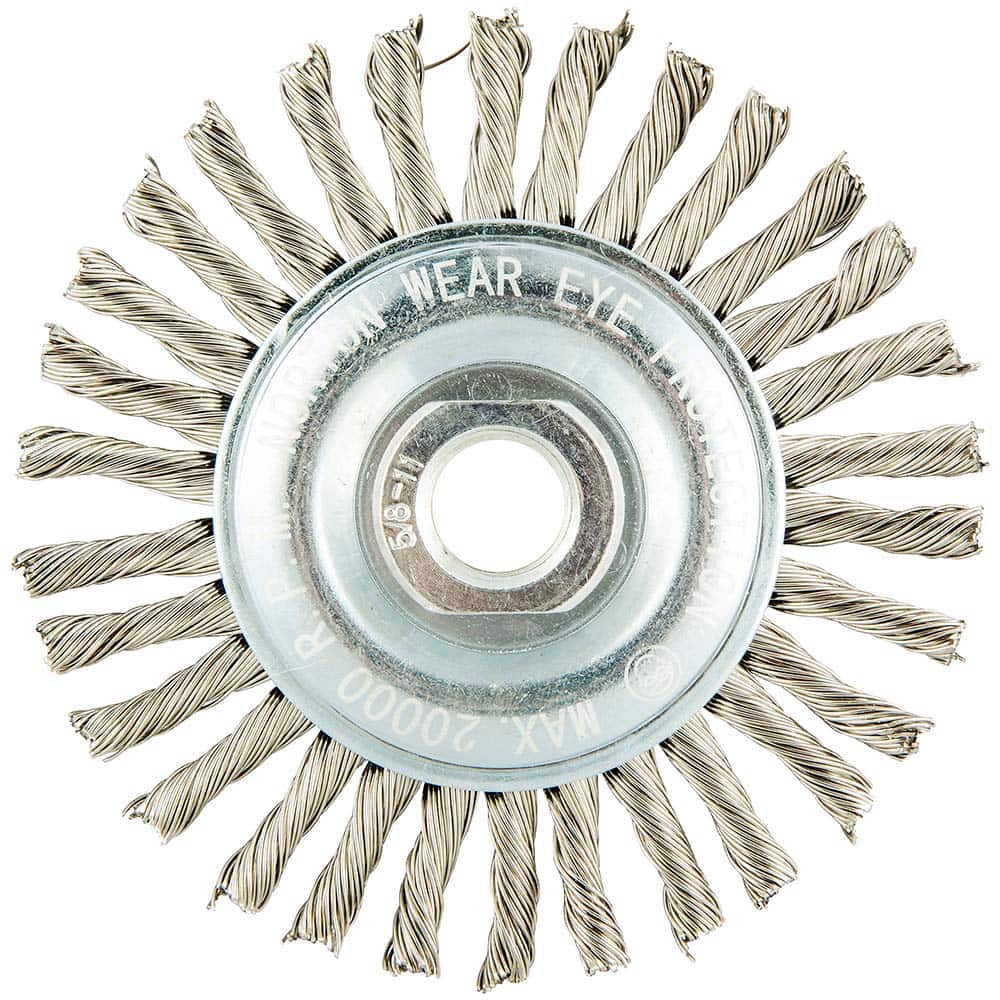Norton - 4" OD, 5/8-11 Arbor Hole, Standard Twist Knot Stainless Steel Wheel Brush - Exact Industrial Supply