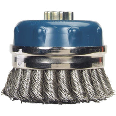 Norton - 4" Diam 5/8-11 Threaded Arbor Stainless Steel Fill Cup Brush - Exact Industrial Supply