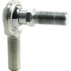 Tritan - 1/4" ID, 2,225 Lb Max Static Cap, Male Spherical Rod End - 1/4-28 RH, 3/8" Shank Diam, 1" Shank Length, Zinc Plated Carbon Steel with PTFE Lined Chrome Steel Raceway - Exact Industrial Supply