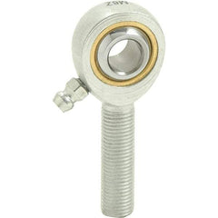 Tritan - 5/16" ID, 2-5/16" Max OD, 2,796 Lb Max Static Cap, Male Spherical Rod End - 1/4-28 RH, 7/16" Shank Diam, 1-1/4" Shank Length, Zinc Plated Carbon Steel with Sintered Oil Impregnated Bronze Raceway - Exact Industrial Supply