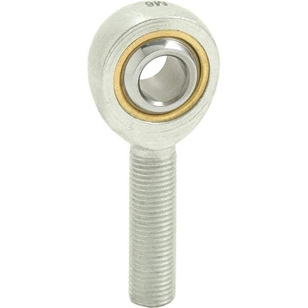 Tritan - 1" ID, 5-1/2" Max OD, 40,000 Lb Max Static Cap, Male Spherical Rod End - 1-1/4 - 12 RH, 1-3/8" Shank Diam, 2-1/8" Shank Length, Zinc Plated Carbon Steel with Sintered Oil Impregnated Bronze Raceway - Exact Industrial Supply