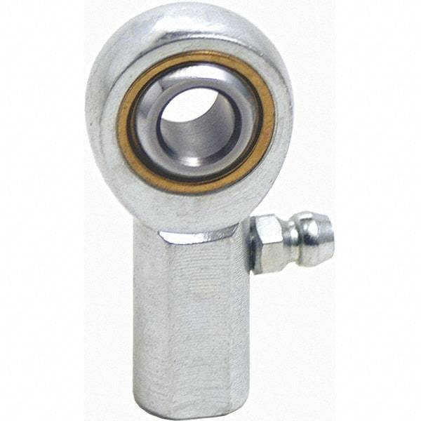 Tritan - 3/8" ID, 2-7/16" Max OD, 3,950 Lb Max Static Cap, Female Spherical Rod End - 3/8-24 UNF RH, 1/2" Shank Diam, 13/16" Shank Length, Zinc Plated Carbon Steel with Sintered Oil Impregnated Bronze Raceway - Exact Industrial Supply