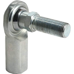 Tritan - 5/8" ID, 9,800 Lb Max Static Cap, Female Spherical Rod End - 5/8-18 UNF RH, 3/4" Shank Diam, 1-3/8" Shank Length, Zinc Plated Carbon Steel with Low Carbon Steel Raceway - Exact Industrial Supply