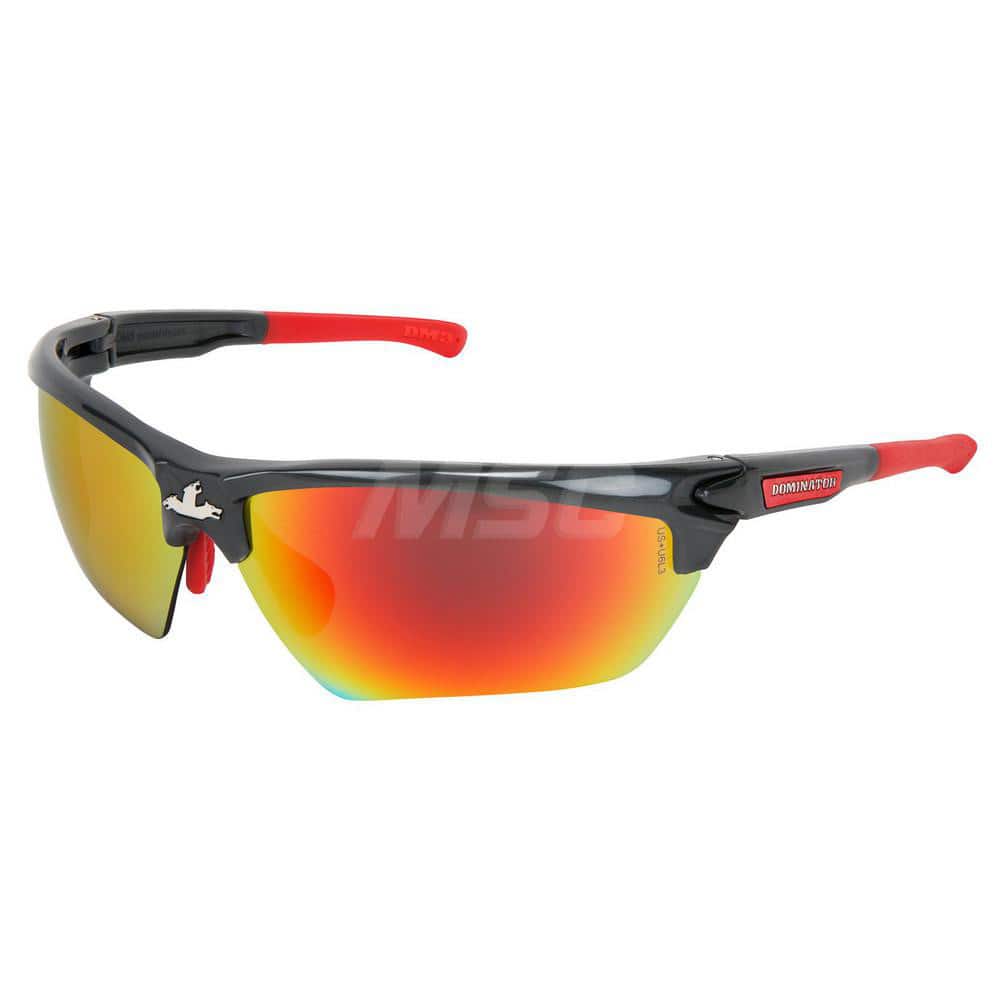 Safety Glass: Anti-Reflective, Fire Mirror Lenses, Full-Framed Black & Red Frame, Dual