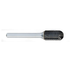 ‎SF-1 -6mm × 16mm LOC × 6mm Shank × 50mm OAL Round Nose Tree Carbide Medium Right Hand Spiral Burr - Exact Industrial Supply