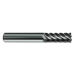 3/8" Dia. - 2-1/2" OAL - 45° Helix Bright Carbide End Mill - 6 FL - Exact Industrial Supply