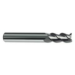 9.5mm Dia. - 72mm OAL - 45° Helix Bright Carbide End Mill - 3 FL - 3 FL - Exact Industrial Supply