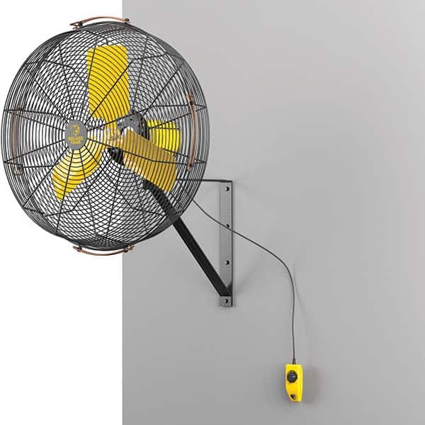 Industrial Circulation Fan: 100 CFM 120V, 0.33 hp, 4.8A, 1 Phase, 100 Speed, Wall Mount