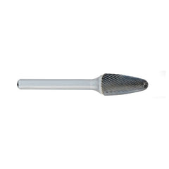 ‎SG-1 -6mm × 16mm LOC × 6mm Shank × 50mm OAL Pointed Tree Carbide Medium Right Hand Spiral Burr - Exact Industrial Supply
